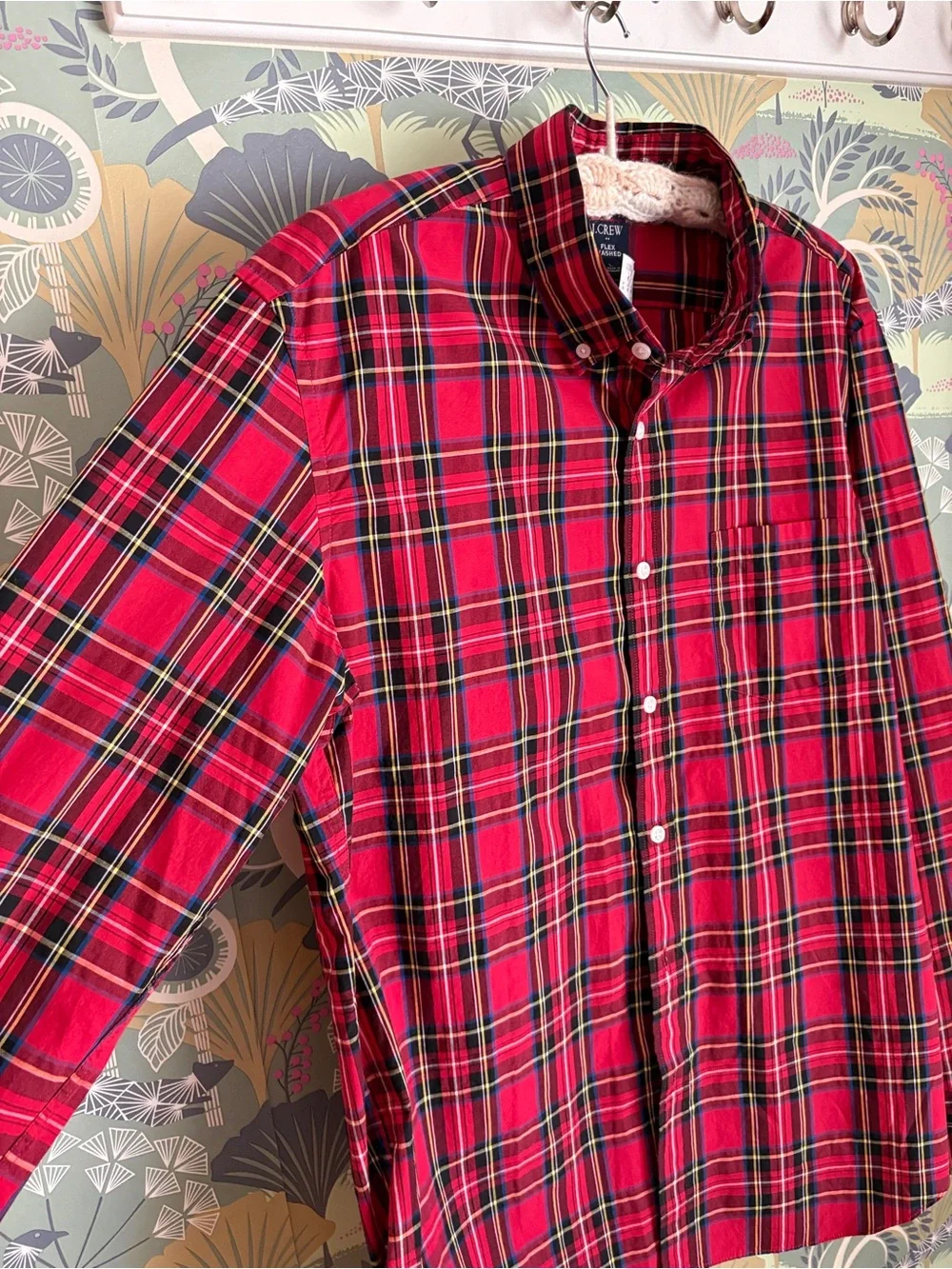 NWT J. Crew Red Tartan Plaid Button-Down Shirt, L